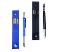 ULTECHNOVO Lápiz Mecánico Antideslizante para Dibujo de Carpintero 2.0 Mm, Juego de 2 Portaminas Metálicos Negros, Lápices Automáticos para Marcar y Bocetar en Carpintería, Material