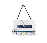 ULTECHNOVO Letrero de Bienvenida Tablero Colgante de Madera Estilo Mediterráneo Creativo Decoracion Verano para Puerta Adecuado para Casa y Temporada