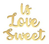 ULTECHNOVO Letrero de Madera Decorativo Love Is Sweet Dorado para Centros de Mesa de Boda, Decoración para Despedida de Soltera y Aniversario, Letras Grandes para Mesa de Recepción