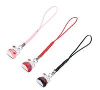 ULTECHNOVO Llavero de Gato Fortuna Cerámico 3 Piezas Rojo Negro y Rosa Campana Colgante para Bolso y Teléfono Decoración Feng Shui para Adolescentes y Obsequio de Prosperidad