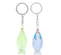 ULTECHNOVO Llavero Virgen María 2 Piezas Colgante Multicolor y Fluorescente en Acero Inoxidable Adorno para Llaves y Bolsos Obsequio para Fiestas Religiosas