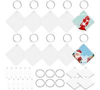 ULTECHNOVO Llaveros Cuadrados para Sublimación 40 Unidades, Etiquetas Acrílicas de Doble Cara, Pack para Manualidades y Llavero Personalizado DIY para Mochila y Adornos de Bolso