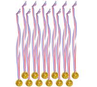 ULTECHNOVO Medallas de Plástico Doradas, 12 Piezas, Juguetes de Premio para Fiestas y Deportes, Medallas Colgantes para Eventos Infantiles y Regalos Escolares