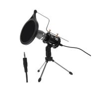 ULTECHNOVO Micrófono de Condensador Negro con Trípode y Cubierta Anti-ruido para Grabación en Computadora y Transmisión, Kit con Soporte de Escritorio para Podcast y Karaoke X-1s