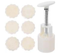 ULTECHNOVO Molde para Prensa de Galletas Molde para Sellos de Pastel Lunar de Abs Beige, con Sello, Antiadherente, Reutilizable, para Hornear y Hacer Pasteles de Judía Verde, para Familia