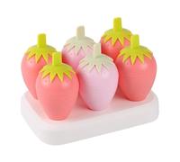 ULTECHNOVO Moldes para Palitos de Hielo de 6 Rejillas Diseño de Fresa, Molde de Pp Seguro y Reutilizable, para Hacer Helados Caseros, Niños y Verano, Kit para Hacer Polos de Hielo