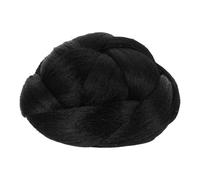 ULTECHNOVO Moño sin Desteñir Falso de Fibra Sintética Trenzado Negro Resistente al Calor Postizo Natural para Mujeres Adecuado para Peinados DIY y Cualquier Ocasión