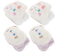 ULTECHNOVO Muñequeras Impermeables de Vellón Tipo Spa 4 Pcs para Lavado y Maquillaje, Cómodas, Elásticas, Diseño Gato y Conejo, Bandas Antideslizantes para Cuidado Facial y Uso