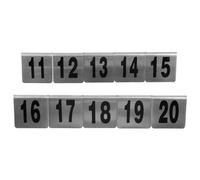 ULTECHNOVO Números de mesa de acero inoxidable estilo tienda de campaña, tarjetas de lugar apilables, número de placa de matrícula para boda, recepción, restaurante, fiesta, cafeterías, bares