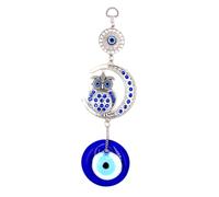 ULTECHNOVO Ojo Turco Azul, Adorno Colgante BúHo Luna Azul De AleacióN para DecoracióN De Pared Hogar Oficina 10 Pulgadas 25.5X9X7Cm