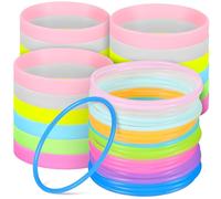 ULTECHNOVO Pack de 48 Pulseras Luminosas Anchas y Redondas de Silicona, Colores Variados para Uso en Fiestas, Actividades Deportivas Nocturnas Diademas Color Aleatorio