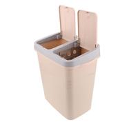 ULTECHNOVO Papelera Baño Doble Compartimento con Tapa Pulsador Cubo Basura Cocina y Dormitorio Cubo Plástico Resistente para Separación Seca y Húmeda Diseño Vertical para Hogar y Oficina