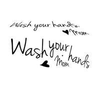 ULTECHNOVO Pegatinas de Pared Negras Removibles Diseño de Letras Lávate las Manos para Baño y Oficina, 2 Hojas de Pvc para Decoración y Recordatorio en Lavabo