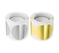 ULTECHNOVO Pegatinas de Sello en Plateadas y Doradas 50 Mm, 2 Unidades, Adhesivas y Dentadas para Certificados, Medallas de Graduación y Decoración Escolar