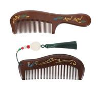 ULTECHNOVO Peine Masajeador de Madera Maciza Tallada Antiestático para Cabello Rizado Set 2 Piezas Vintage Dientes Anchos Diseño Natural y Compacto para Cuidado y Desenredado Diario