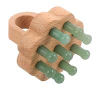 ULTECHNOVO Peine Masajeador de Madera Piedra de Jade Verde, Dientes Anchos para Cuero Cabelludo, Cepillo de Masaje Portátil Unisex para Cuidado y Relajación en Casa y Viaje