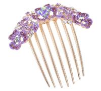 ULTECHNOVO Peineta Floral Pedrería Para Mujer 1 Unidad Tamaño Mediano Sujeción Segura Boda Fiesta Accesorios Para Novia Color Púrpura Temporada Elegante
