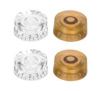 ULTECHNOVO Perillas de Potenciómetro para Guitarra Eléctrica Control de Volumen y Tono Ajustable Diseño Barril Recto Goma Duradera Set de 4 Piezas 2 Doradas Letras 2