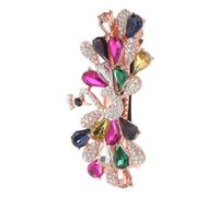 ULTECHNOVO Pinza de Pelo Diseño de Pavo Real y Flores, Gemas de Imitación, Mecanismo de Resorte Cómodo y Sujeción Segura para Bodas y Fiestas