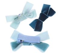 ULTECHNOVO Pinzas Cabello Pequeñas Lazo de Terciopelo Degradado Azul, Set de 3 Unidades, Clips para Niñas y Bebés, Accesorios para Peinados Diarios y Fiestas