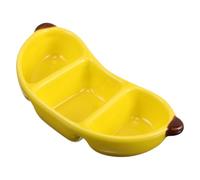 ULTECHNOVO Plato Dividido de Cerámica Compartimentos para Salsa y Secos, Bandeja para Servir Bocadillos en Eventos y Uso Infantil