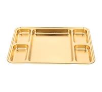 ULTECHNOVO Plato Dividido para Almacenar Alimentos y Controlar Porciones Múltiples Compartimentos de Acero Inoxidable Dorado Hogar