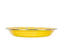 ULTECHNOVO Plato Esmaltado Vintage de 30 Cm Resistente al Calor, Plato Llano Amarillo para Servir Frutas y Aperitivos, Vajilla para Restaurante y Uso Doméstico, Bandeja de Comida