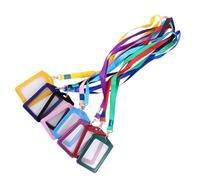 ULTECHNOVO Porta Tarjetas Identificativas Cordón de Cuero y Poliéster, 8 Piezas Cubierta Transparente para Fácil Acceso y Visibilidad, Adecuado para Estudiantes Estilo Varios estilos
