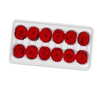 ULTECHNOVO Ramo de 12 Rosas Preservadas Rojas de 3-4 Cm, Flores Inmortales para Decoración de Bodas, Fiestas y Hogar, Flores Preservadas DIY para Obsequio Romántico de Navidad y San Valentín