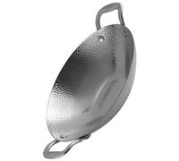 ULTECHNOVO Sartén de Acero Inoxidable Doble Asa, Textura Martillada, 8 Pulgadas, Olla Coreana para Cocina Casera y Restaurante, Adecuado para Barbacoa y Hot Pot, Resistente y Fácil de