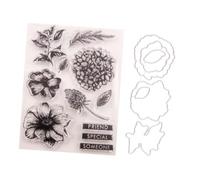 ULTECHNOVO Sellos de Silicona Transparente y Troquel de Flores para Manualidades DIY Kit Práctico para Álbumes Scrapbooking y Diarios Material Duradero y Seguro