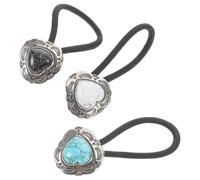 ULTECHNOVO Set de 3 Coleteros Metálicos Vintage y Bohemios con Forma de Corazón, Accesorios para Cabello de Hierro y Tela, Ideales para Coletas Altas Estilo Occidental en Diversas Ocasiones