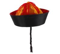 ULTECHNOVO Sombrero Histórico Oriental Negro 10 Años con Trenza de Caballo, Gorra Hanfu China Tradicional para Cosplay y Actuaciones Teatrales de Disfraz