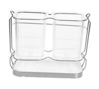 ULTECHNOVO Soporte de Utensilios de Cocina con Escurridor para Cubiertos y Chopsticks Organizador de Cubertería y Almacenamiento Compacto Bote para Utensilios de Pared Color Plateado y