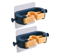 ULTECHNOVO Soporte para Fregona y Escoba Adhesivo Azul, Organizador de Pared sin Perforaciones, Resistente Abs, Paquete de 2 Piezas para Cocina y Cuarto de Utilidad