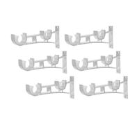 ULTECHNOVO Soportes Metálicos Dobles para Barra de Cortina, 6 Unidades, Montaje Lateral y Superior, Acabado Mate Claro, Soporte Resistente para Barras Dobles en Dormitorio y Sala de Estar