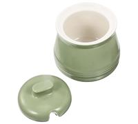 ULTECHNOVO Tarro de Cerámica para Condimentos con Tapa y Cuchara 380 Ml Recipiente de Almacenamiento para Azúcar y Sal Color Verde Manzana Resistente a Manchas y Temperatura Adecuado