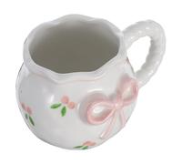 ULTECHNOVO Taza de Café de Cerámica Rosa Lazo Creativa Hecha a Mano, Capacidad Óptima y Uso Versátil para Cafeterías y Hogar