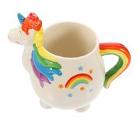 ULTECHNOVO Taza de Cerámica Unicornio de 450 Ml Diseño de Arcoíris, Taza Linda para Mujeres, Adecuado para Café, Té y Bebidas Calientes en Hogar y Oficina