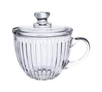 ULTECHNOVO Taza de Vidrio con Tapa para Desayuno, Vaso de Cristal Grande 450 Ml, Tazón para Avena y Yogur, Uso Doméstico, Vaso de Vidrio para Bebidas Calientes y Frías, Adecuado para Hogar