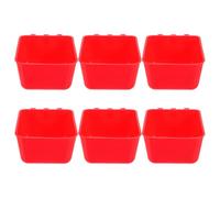 ULTECHNOVO Tazas Colgantes para Jaula de Aves y Conejos, 6 Unidades Rojo, Cuencos de Agua y Comedero Engrosado 12,5x9,5x6 Cm para Gallinero y Mascotas Pequeñas