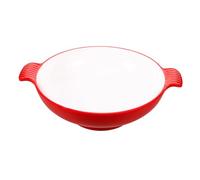 ULTECHNOVO Tazón Reutilizable Doble Asa, Gran Apertura y Estilo Vintage | Plástico y Metal, Borde Liso Redondeado, Rojo, para Fruta y Guarniciones en Casa o Hotel