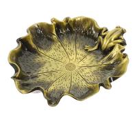 ULTECHNOVO Tintero Metálico Creativo en Forma de Loto Soporte para Plantas, Bandeja de Tinta para Caligrafía China, Color Bronce Antiguo, Adorno Vintage para Escritorio y Manualidades