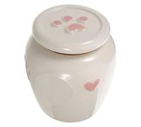 ULTECHNOVO Urna para Cenizas de Mascotas Pequeña de Cerámica 600ml con Diseño Elegante de Corazón o Pata para Recuerdo Memorial Resistente Humedad y Polvo