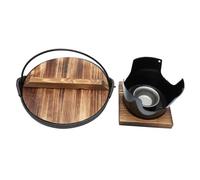 ULTECHNOVO Utensilios de Cocina Japoneses de Hierro Olla para Sopa Pequeña Resistente Altas Temperaturas con Base para Camping Calentamiento Rápido y de Energía sin Recubrimiento Químico