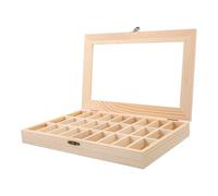 ULTECHNOVO Vitrina de Rocas de Madera Beige Compartimentos para Colección de Minerales y Cristales, Caja de Exhibición para Muestras Visibilidad Clara y Uso Versátil en Colecciones Privadas