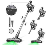 Ultenic U12 Vesla Aspiradora sin Cable 45Kpa, Tecnología Luz Verde y Antienredos, Aspirador Escoba Potente Autonomía 45mins, Batería Extraíble, para Mascotas, Alfombras, Coche