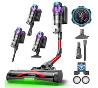 Ultenic U18Pro Aspiradora sin Cable 55Kpa/80Mins, Sistema Multiciclón, Display con Tiempo Restante en Minutos y Limpieza sin Agacharse, Escoba Aspirador Anti-enredos para Pelo de Mascotas y Alfombras