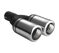 Ulter Sport - Escape finalizador, doble redondo Ø80 mm, borde grande, longitud 200 mm, instalación -> 50 mm, acero inoxidable