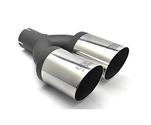 Ulter Sport N2-90-1/50 - Tubo de escape doble redondo (diámetro 90 mm, longitud inclinada, 290 mm, montaje de 50 mm, acero inoxidable)